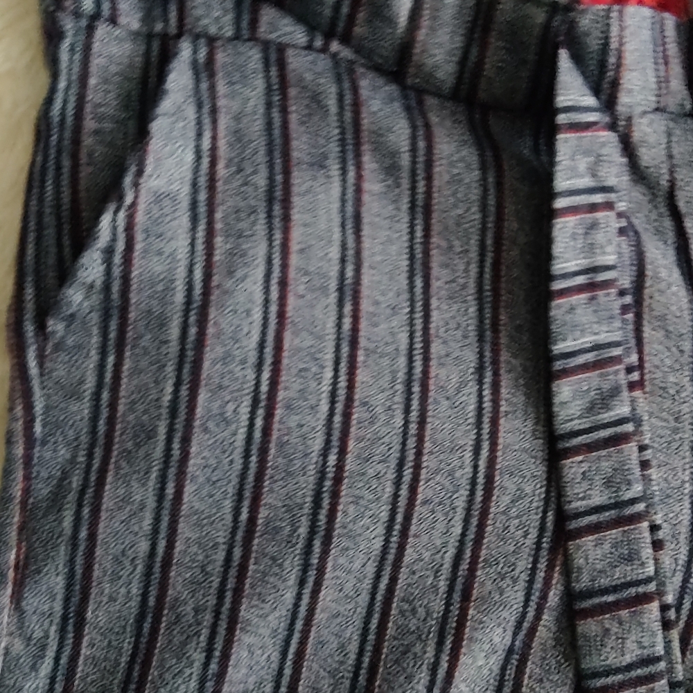 Hot Kiss Dress Pants Women Gray Stripes Belt Side Zipper Size 13 Wide Leg New - Picture 7 of 13